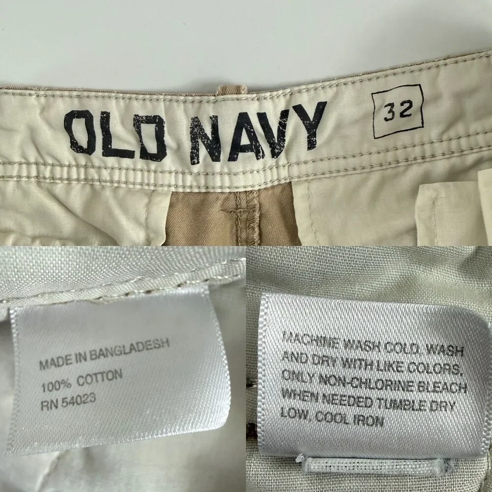 Old Navy Men's Shorts Size 32 Khaki Tan Cotton Chino Flat Front Casual